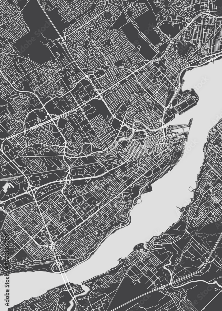 Obraz premium City map Quebec, monochrome detailed plan, vector illustration