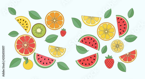 Assorted Fresh Fruit Slices and Pieces.