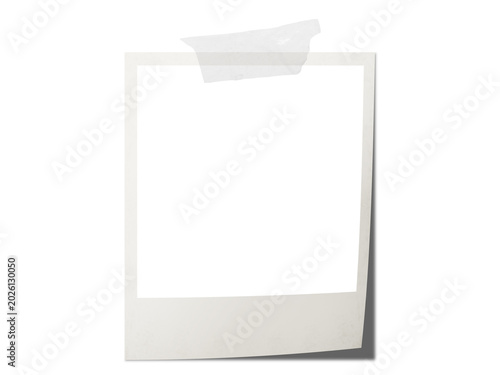 Vintage photo frame card with film texture with glued transparent tape, isolated transparent PNG.