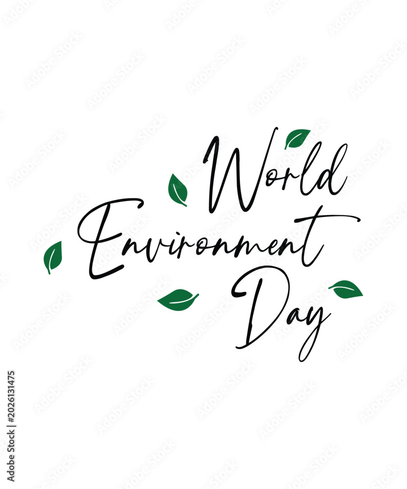 Obraz premium World environment day logo with green text and leaf, World environment day logo design vector