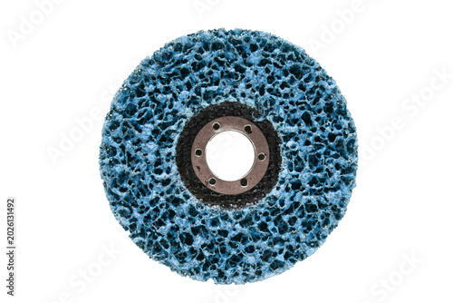 Poly fiber abrasive disc for angle grinder isolated on white background
