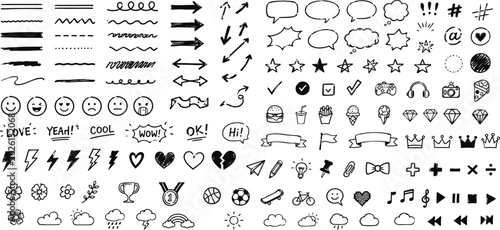Handwritten Arrow, Speech Bubble, and Icon Set for Infographics