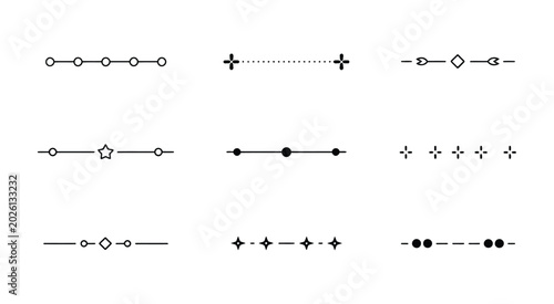Cuadro en lienzo Abstract border lines and paragraph separator vector set, decorative divider ele