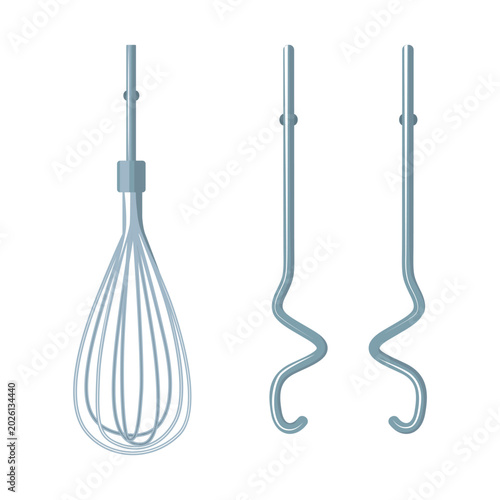 Bild auf Leinwand Vector illustration of stainless steel mixer attachments