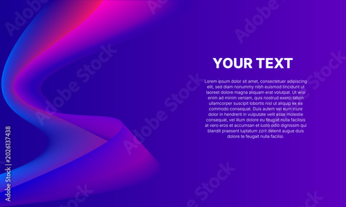 Abstract geometric fluid wave vector background with vibrant blue and purple neon gradient.