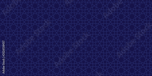 Blue Islamic Background Vector - Abstract Geometric Pattern Ornament Background For Moslem Ramadan Kareem, Eid Mubarak and Another Moslem Celebration Day Blue Dark Gradient Color