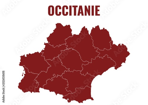 Bild auf Leinwand Vector Map of Occitanie region, France