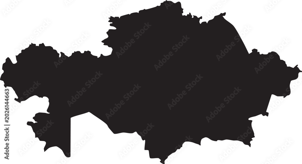 Obraz premium Black silhouette map of Kazakhstan a simple vector graphic isolated on white perfect for geography and political design projects