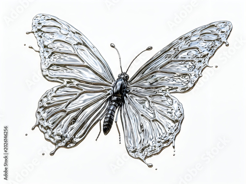 Black and white detailed butterfly artwork on a clean white background with hand drawn butterfly detailed monochrome isolated wildlife illustration creature