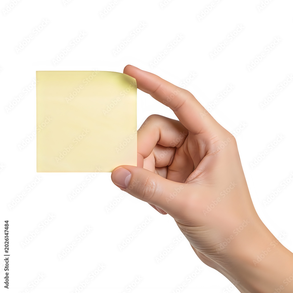 Fototapeta premium Hand holding a sticky yellow note