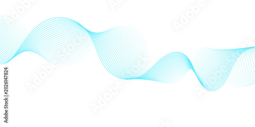 Cuadro en lienzo Abstract flowing neon blue and purple wave lines on transparent, combined with cyan soundwave mesh on black featuring smooth gradient curves for futuristic digital technology design