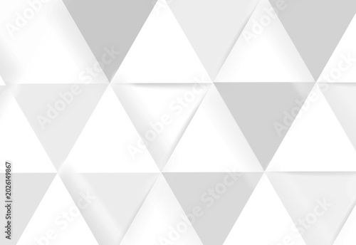Abstract white and gray geometric triangle background with 3D folding texture and soft shadows