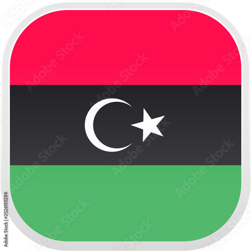 Tableau sur toile Libya Flag Icon - Flat Design - Smooth Rounded Square