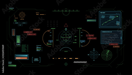Bild auf Leinwand Futuristic Tactical HUD Interface Display