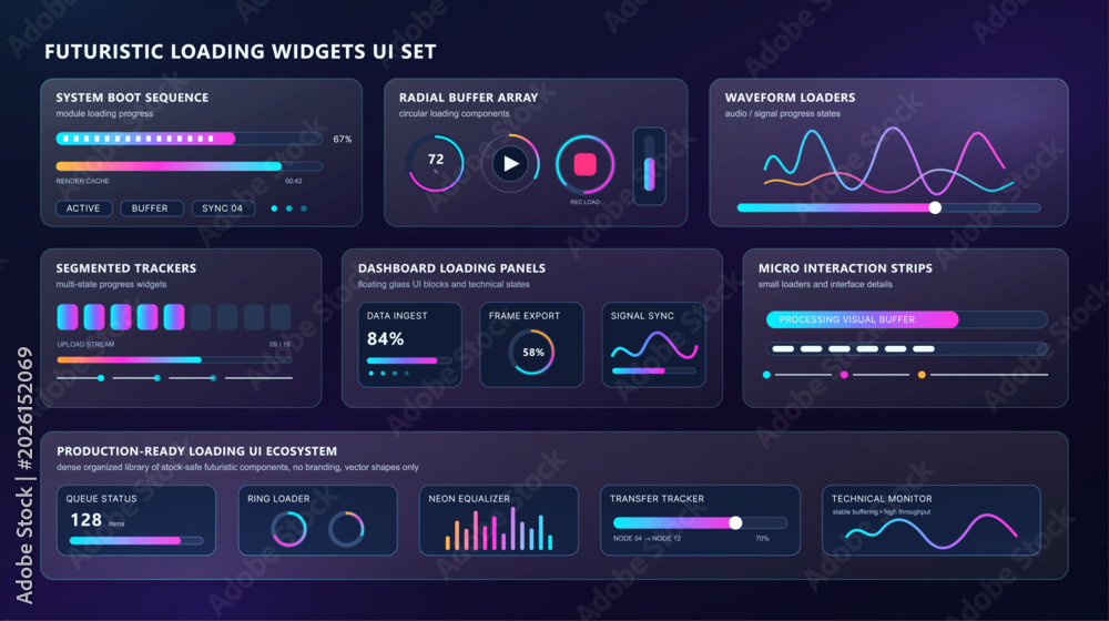 Foto Futuristic Loading Widgets UI Set