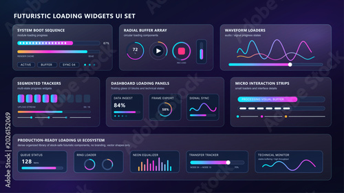 Konstfotografi Futuristic Loading Widgets UI Set