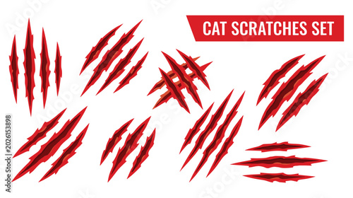 Billede på lærred Scary cat claw scratch marks isolated on white background design element