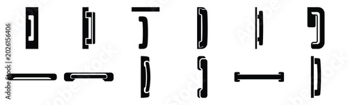 Quadro su tela Minimalist refrigerator freezer handle silhouette icon set