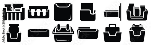 Schilderij op canvas Minimalist refrigerator jar holder silhouette icon set