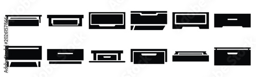 Bild auf Leinwand Minimalist toe kick drawer silhouette icon set