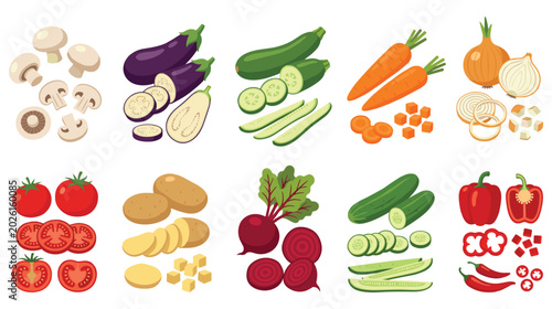 Quadro su tela Assortment of fresh vegetables and ingredients.