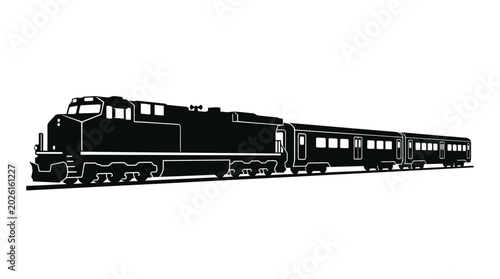 Bild auf Leinwand train silhouette on tracks black and white graphic
