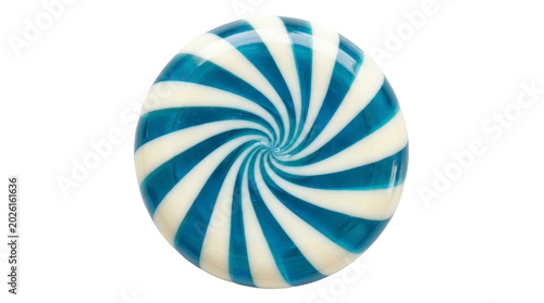 Blue and white striped candy swirl on a transparent background PNG image