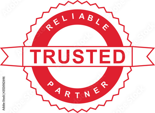 Принти на полотні Generic red trusted stamp design portraying a reliable partner endorsement and a