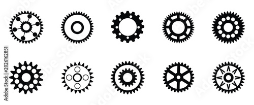 Canvas-taulu Bike Sprocket Black Icon Set with Bicycle Gear Wheels, Chainring Symbols, Cyclin