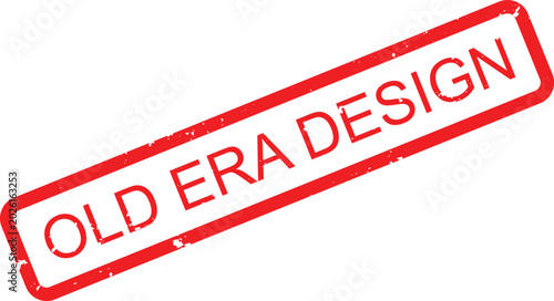 Photos Grunge style red rectangular rubber stamp design displaying an old era design co