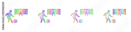 Konstfotografi Multicolored sketch penalty kick icon design set
