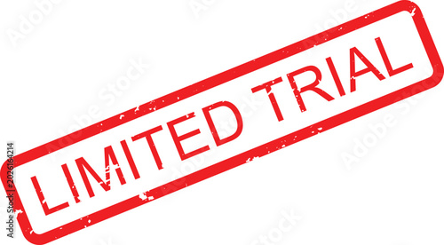 Quadro su tela Grungy red rectangular stamp presenting the phrase limited trial concept as a sy