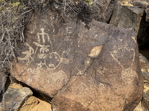 Картината върху платно Petroglyph National Monument in Albuquerque, New Mexico along West Mesa, a volcanic basalt escarpment