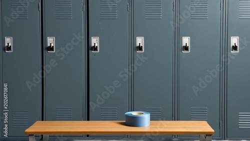 Athletic Tape Roll on Locker Bench