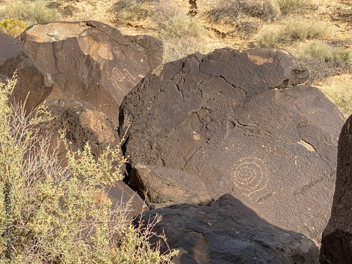 Obraz na płótnie Petroglyph National Monument in Albuquerque, New Mexico along West Mesa, a volcanic basalt escarpment
