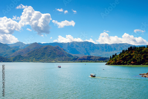 Skadar lake landscape boat ...
