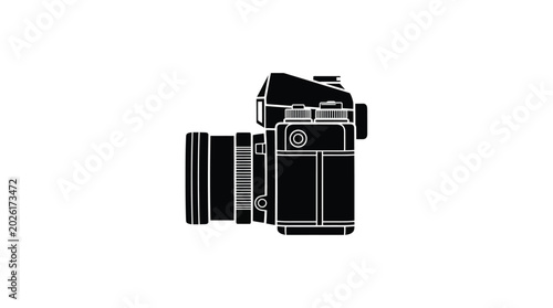 Canvastavla film slr camera silhouette on a white background