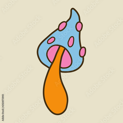 Colorful mushroom art vector illustration with isolated elements. Cute playful fungi line art set. Perfect for stickers, planners, posters, packaging.