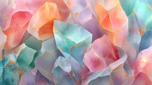 Pastel Crystal Abstract Geometric Watercolor Texture Dreamy Background