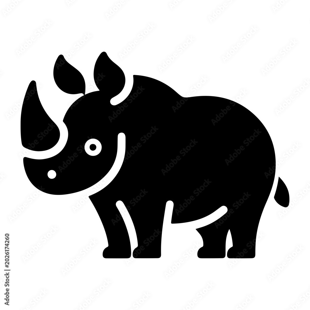 Obraz premium Black filled illustration of a rhino
