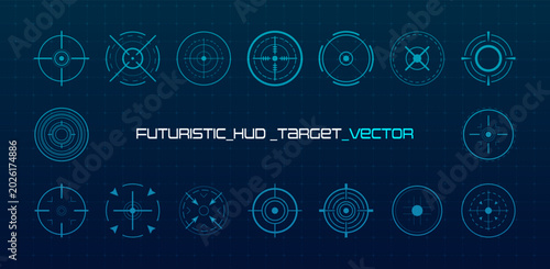 Quadro su tela Futuristic HUD target pointers with digital crosshair elements and aiming interface