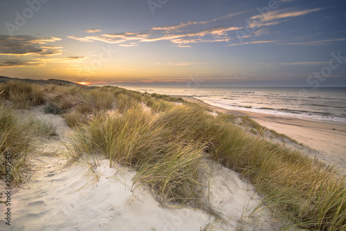 Sunset Over Sand Dunes and North Sea Beach, Vlieland, Netherlands