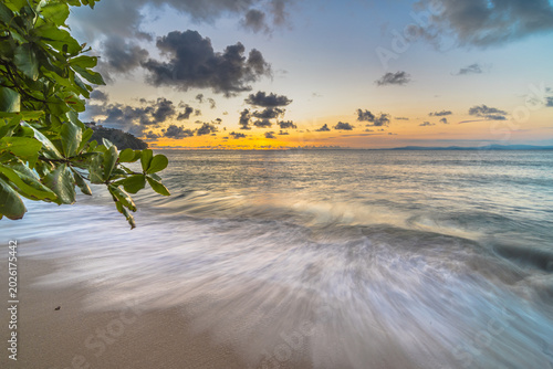 Tropical Beach at Sunset with Waves, Puntarenas, Costa Rica