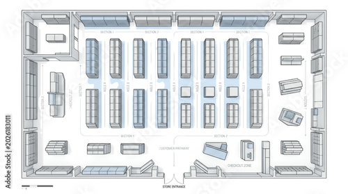 Konstfotografi Store Layout Plan CAD Drawing Illustration for Retail Space Design
