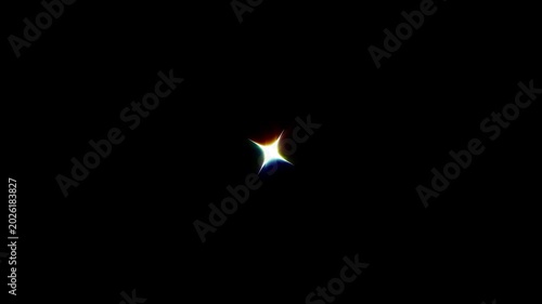 Glowing bright white star flare blinking on a black background abstract magical flashing optical lens flare element pack for overlays transition wedding cinematic lighting vfx footage. 4k