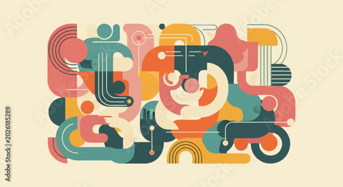Valokuva Abstract geometric illustration with shapes and lines