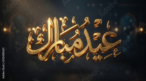 Golden arabic calligraphy with starry background
