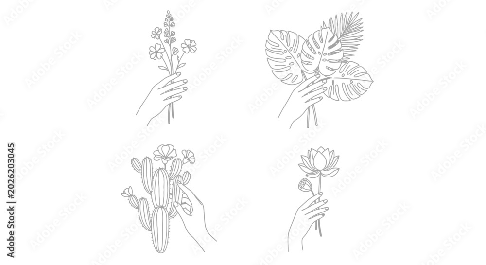 Obraz premium hand holding flowers and leaves