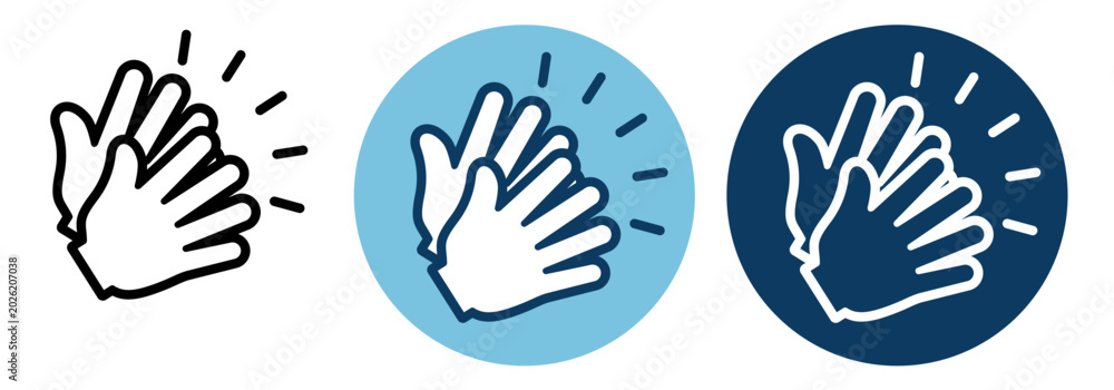 Fototapeta premium 拍手ハンドアイコン 称賛・リアクションのジェスチャー素材セット Clapping Hands Icon Applause Gesture Reaction Symbol Set 
