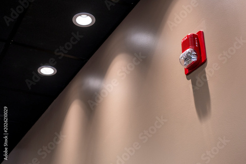 Modern Fire Alarm With Copy Space in Commercial Hallway